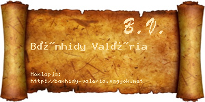 Bánhidy Valéria névjegykártya